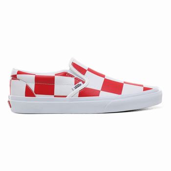 Vans Leather Check Classic - Naisten Slip-on kengät - Valkoinen/Punainen